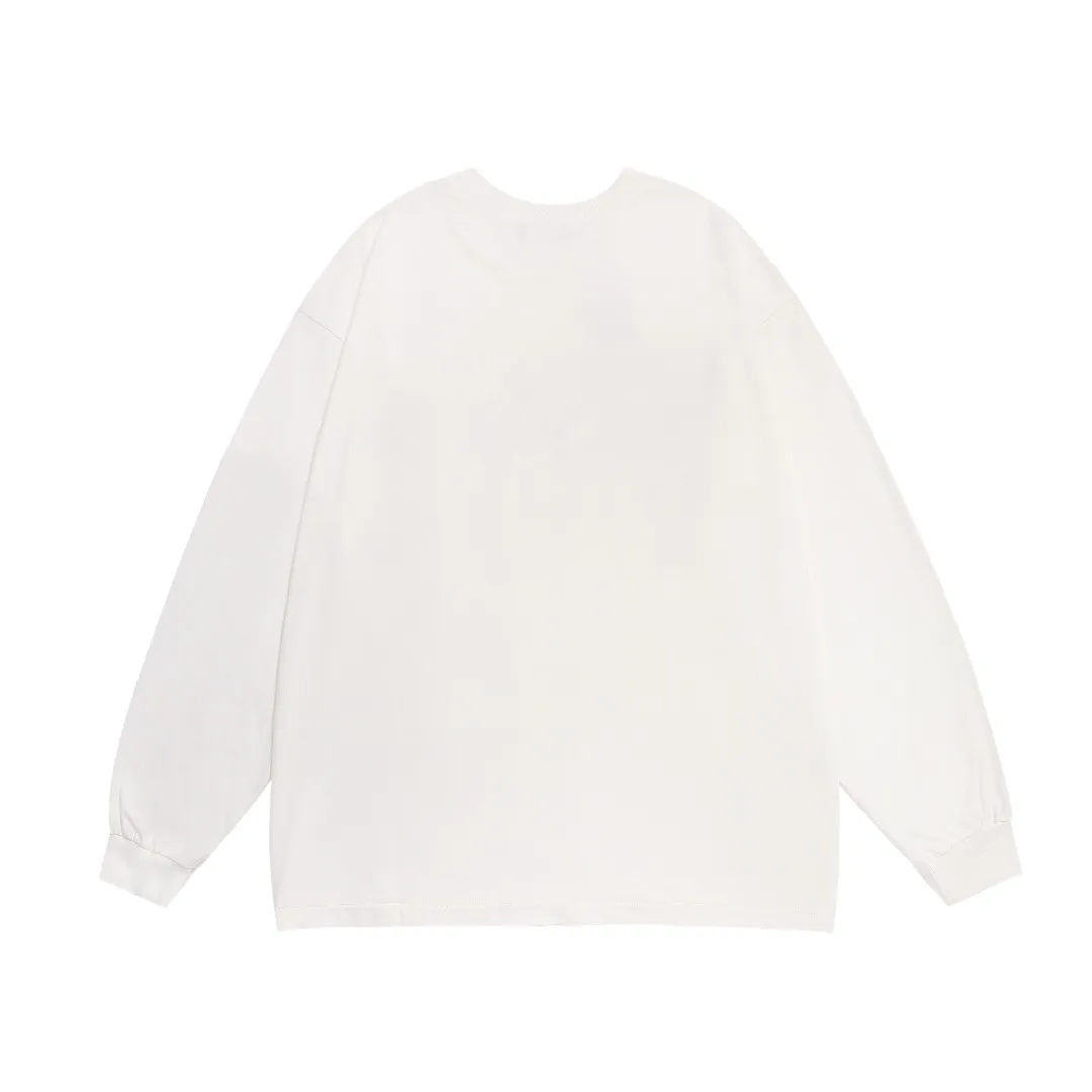 SAINT MICHAEL trendy high street small brain print distressed retro casual long-sleeved loose bottoming T-shirt Fabric: 260g Style number: SM08 Size: S-M-L-XL Color: White Price: P144